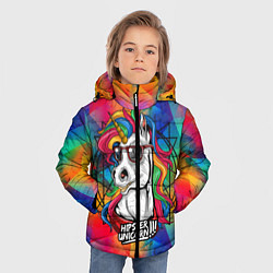 Куртка зимняя для мальчика Единорог хипстер, цвет: 3D-черный — фото 2