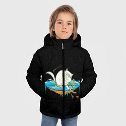 Куртка зимняя для мальчика Flat earth Cat, цвет: 3D-светло-серый — фото 2