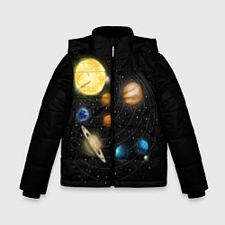 Куртка зимняя для мальчика Солнечная Система, цвет: 3D-черный