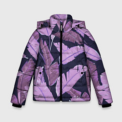 Куртка зимняя для мальчика Tropical leaves 4 purple, цвет: 3D-черный