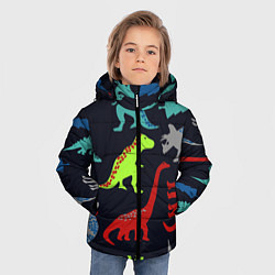Куртка зимняя для мальчика Динозавры, цвет: 3D-светло-серый — фото 2