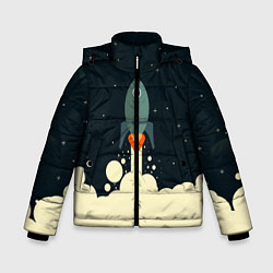 Куртка зимняя для мальчика Ракета дым космос, цвет: 3D-черный