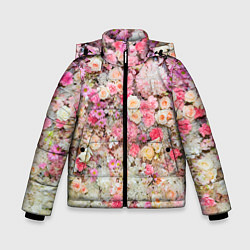 Куртка зимняя для мальчика Цветочное поле, цвет: 3D-черный
