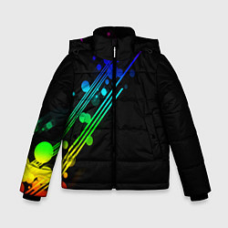 Куртка зимняя для мальчика АБСТРАКТНЫЙ НЕОН, цвет: 3D-черный