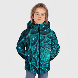 Куртка зимняя для мальчика Асимметрия узор круги фигуры, цвет: 3D-черный — фото 2