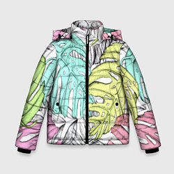 Куртка зимняя для мальчика ТЕКСТУРА ТРОПИКИ, цвет: 3D-светло-серый