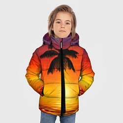Куртка зимняя для мальчика ТРОПИЧЕСКИЕ ПАЛЬМЫ, цвет: 3D-черный — фото 2