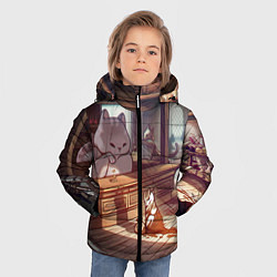Куртка зимняя для мальчика Кошачий город, цвет: 3D-черный — фото 2