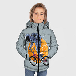 Куртка зимняя для мальчика Космический велосипедист Z, цвет: 3D-светло-серый — фото 2
