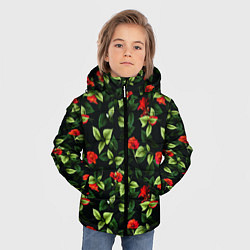 Куртка зимняя для мальчика Цветочный сад, цвет: 3D-черный — фото 2