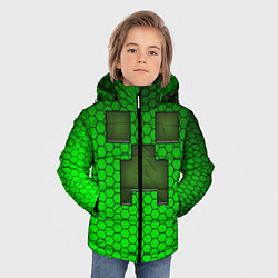 Куртка зимняя для мальчика Крипер из игры Minecraft, цвет: 3D-светло-серый — фото 2