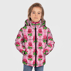 Куртка зимняя для мальчика Декор из нежных роз, цвет: 3D-красный — фото 2
