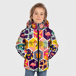 Куртка зимняя для мальчика Тропические соты, цвет: 3D-красный — фото 2