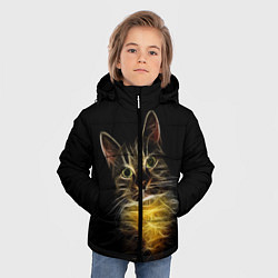 Куртка зимняя для мальчика Дымчато-световой кот, цвет: 3D-черный — фото 2