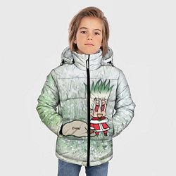 Куртка зимняя для мальчика Доктор Стоун новогодний, цвет: 3D-черный — фото 2