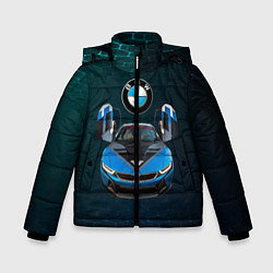 Куртка зимняя для мальчика BMW i8 Turbo тюнинговая, цвет: 3D-черный