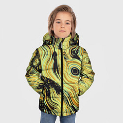 Куртка зимняя для мальчика Желтые линии, цвет: 3D-черный — фото 2