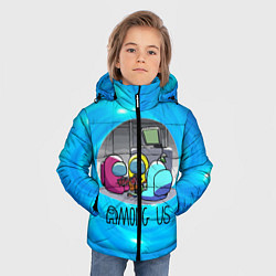 Куртка зимняя для мальчика Among Us карты, цвет: 3D-черный — фото 2