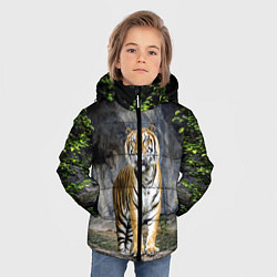 Куртка зимняя для мальчика ТИГР В ЛЕСУ, цвет: 3D-светло-серый — фото 2