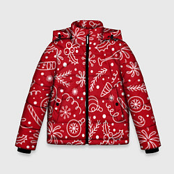 Куртка зимняя для мальчика Новогоднее настроение, цвет: 3D-красный
