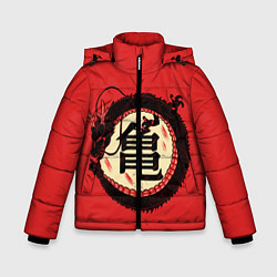 Куртка зимняя для мальчика Иероглифы Китайский Дракон, цвет: 3D-светло-серый