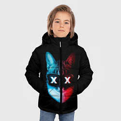 Куртка зимняя для мальчика Кот XX, цвет: 3D-светло-серый — фото 2