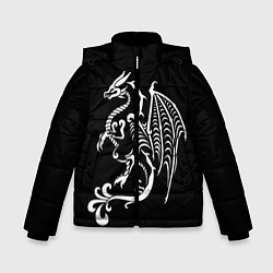 Куртка зимняя для мальчика Дракон тату, цвет: 3D-светло-серый