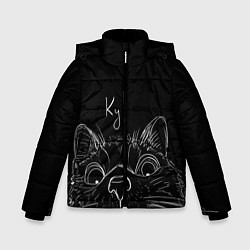 Куртка зимняя для мальчика Говорящий кот, цвет: 3D-черный
