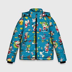 Куртка зимняя для мальчика Looney Tunes Christmas, цвет: 3D-черный