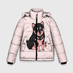 Куртка зимняя для мальчика Щенок Сиба-Ину, цвет: 3D-черный