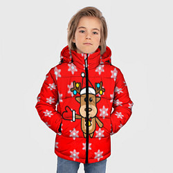 Куртка зимняя для мальчика Оленёнок в снежинках, цвет: 3D-светло-серый — фото 2