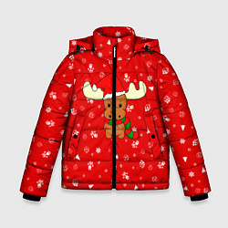 Куртка зимняя для мальчика НОВОГОДНИЙ ОЛЕНЁНОК, цвет: 3D-светло-серый