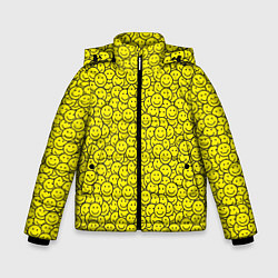 Куртка зимняя для мальчика Смайлики, цвет: 3D-черный