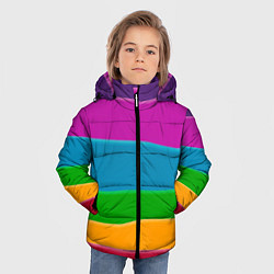 Куртка зимняя для мальчика Разноцветные полоски, цвет: 3D-черный — фото 2