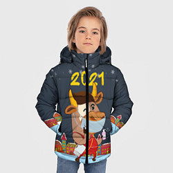 Куртка зимняя для мальчика Коронавирусный Новый Год, цвет: 3D-черный — фото 2