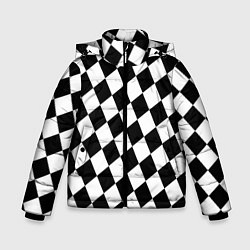 Куртка зимняя для мальчика Клетки, цвет: 3D-черный