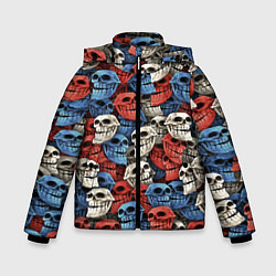 Куртка зимняя для мальчика Черепа троллей триколор, цвет: 3D-черный