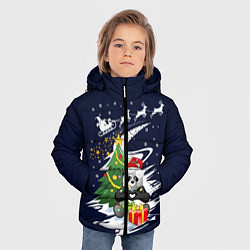 Куртка зимняя для мальчика Рождественская Панда, цвет: 3D-черный — фото 2