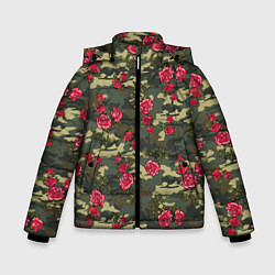 Зимняя куртка для мальчика Камуфляж и розы