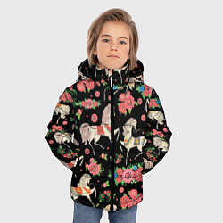 Куртка зимняя для мальчика Лошади и цветы, цвет: 3D-черный — фото 2