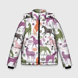 Куртка зимняя для мальчика Лошадки, цвет: 3D-светло-серый