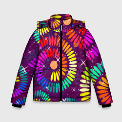 Куртка зимняя для мальчика Радужные спирали, цвет: 3D-черный