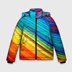 Куртка зимняя для мальчика Цветной мех диагональ, цвет: 3D-черный