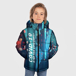 Куртка зимняя для мальчика Stop Covid-19, цвет: 3D-светло-серый — фото 2
