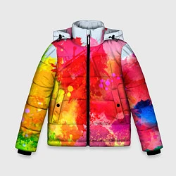 Куртка зимняя для мальчика Брызги краски, цвет: 3D-черный