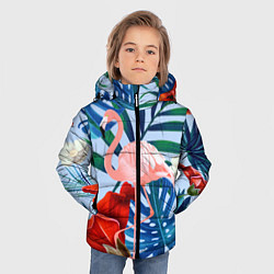 Куртка зимняя для мальчика Фламинго в папоротнике, цвет: 3D-красный — фото 2