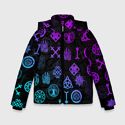 Куртка зимняя для мальчика СЛАВЯНСКИЕ РУНЫ ПАТТЕРН Z, цвет: 3D-черный
