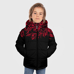 Куртка зимняя для мальчика Цветы, цвет: 3D-черный — фото 2