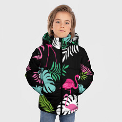 Куртка зимняя для мальчика Фламинго с цветами, цвет: 3D-черный — фото 2