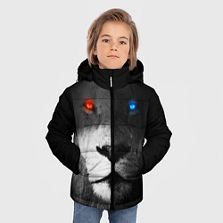 Куртка зимняя для мальчика ЛЕВ - НЕОНОВЫЕ ГЛАЗА, цвет: 3D-светло-серый — фото 2